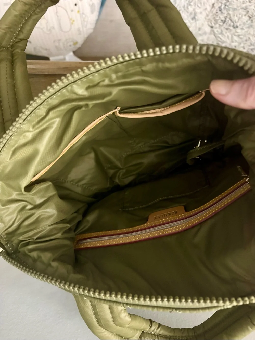 MZ Wallace Small Metro Sutton Deluxe Moss Green Quilted Nylon Crossbody Bag NWOT